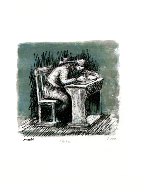 Girl Seated at Desk VI