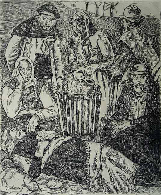 Mendigos Calentándose